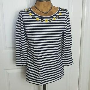 MAX MARA WEEKEND 3/4 SLEEVE EMBELLISHED TEE